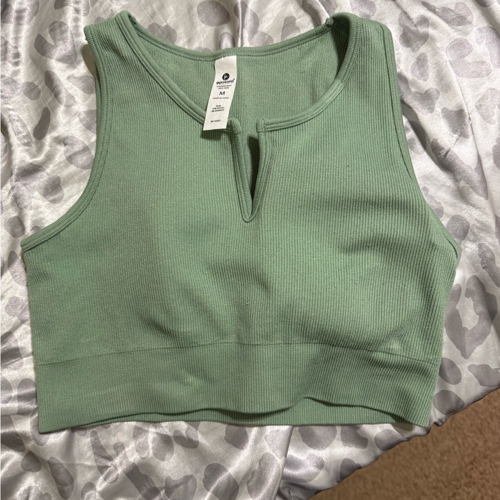 90 Degree By Reflex Sage Ribbed Crop Top